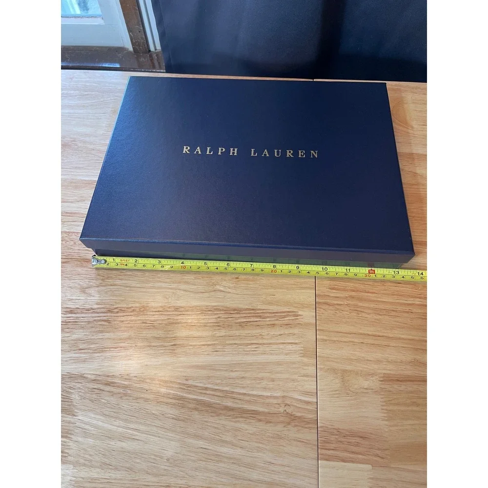 Ralph Lauren Navy Blue Gold Logo Gift Box with Tissue Paper‎ 13.5x11x2 Large